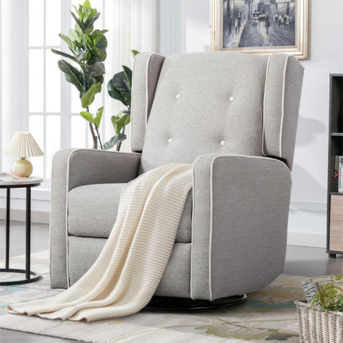 Wykoff 29.1'' Wide Modern Upholstered Manual Swivel and Rocker Standard Recliner with Wing Back