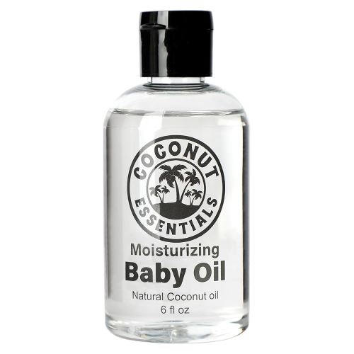 Coconut Essentials BABY OIL - Liquid Coconut oil (MCT) - No Mineral oil - Unscented Moisturizer - Infant & Newborn - Massage, Scalp Sensitive Skin, Eczema & Dry Skin Relief - Fragrance Free (6oz)