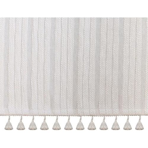 Crane Baby Boho Crib Skirt, 100% Cotton Wrap Around Baby Crib Skirting with Tassels, Natural White, Fits Standard Cribs, 28” x 52” x 16”, Neutral Crib Skirt