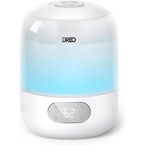 DREO Cool Mist Humidifiers for Baby, 3L Top Fill, 26dB Quite, Ambient Indicator Light for Nursery, Less Refill, Indoor