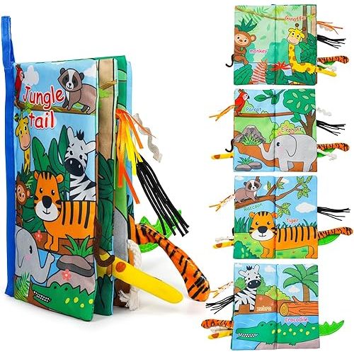Baby Books 0-6 Months, Infant Tummy Time Toy, High Contrast Sensory Baby Toys 6 to 12 Months, Touch & Feel Book for Newborn, Early Development for Boys & Girls