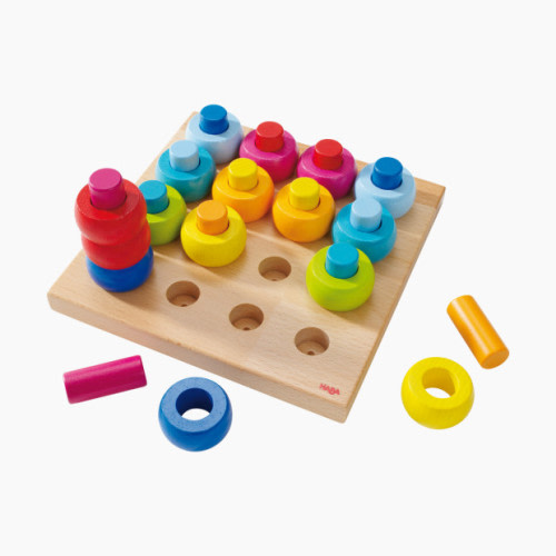 HABA Rainbow Whirls Pegging Game Wooden Toy Set