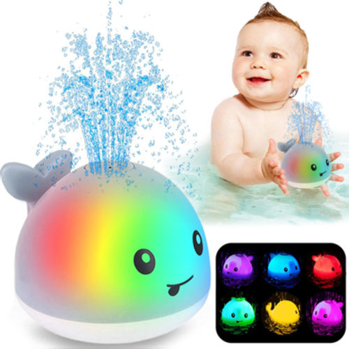 Light Up Whale Bath Toys Sprinkler for Babies, Spinning Water Spray Whale Bath Toy – Squirt & Glow Baby Bath Toys for Toddlers, Interactive Bathtub Toys for Kids, Swimming Pool Water Play Toys for In