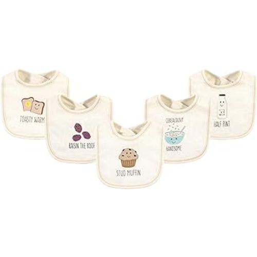 Touched by Nature Unisex Baby Organic Cotton Bibs, Muffin, One Size