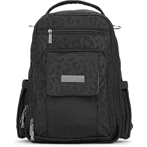 JuJuBe Diaper Bag, Travel Backpack with Portable Changing Pad, Stroller Hooks & Pockets for Baby Bottles, Diapers, Pacifier, Wipes, Snacks, & Daily Essentials, Mommy Carrier, Be Right Back - Black