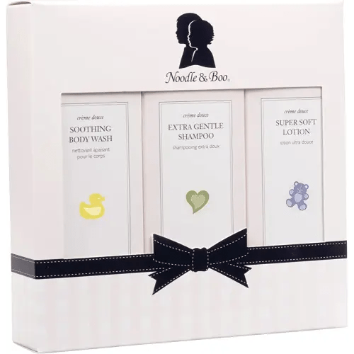 Noodle & Boo Starter Set, Newborn Baby Gift; Super Soft Baby Lotion and Newborn 2-in-1 Hair & Baby Body Wash, 8 Oz of each, Navy/Pink