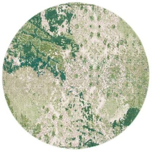 Madison Mad499 Power Loomed Area Rug - Green/ivory - 3' Round - Safavieh.