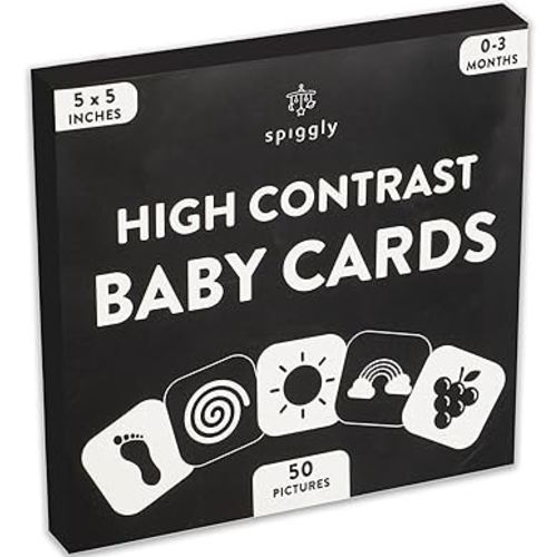 50 Pictures High Contrast Baby Cards Newborn Activities Baby Visual Stimulation Cards Black and White Cards for Newborns Baby Contrast Cards for Infants 0-6 Months Newborn Infants Toys Gift