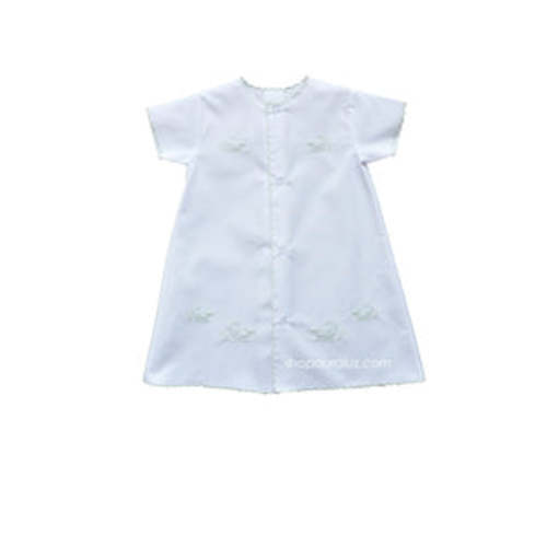 Auraluz Day Gown..White with green scallops and embroidered alligator – AURALUZ