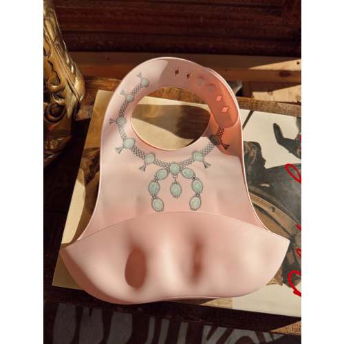 The Turquoise Squash Silicone Bib in Pink