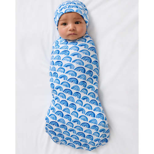 Blue Rainbows Swaddle & Beanie Set | Little Sleepies