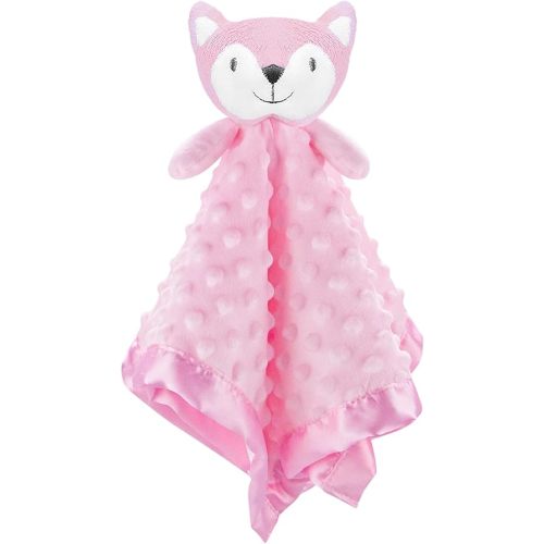 Pro Goleem Loveys for Babies - Soft Security Blanket Baby Snuggle Toy Newborn Stuffed Animals Baby Gifts for Girls, Pink Fox 16 Inch