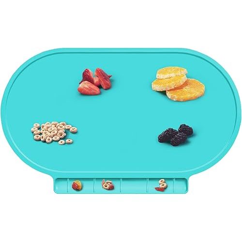 Placemat for Baby, Silicone Baby Toddlers Non-Slip Tablemats Stain Resistant Anti-Skid Reusable Dishwasher Safe Table Mats (Soft Green)