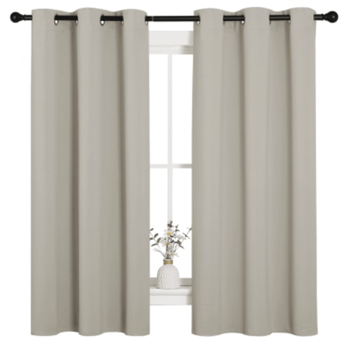 NICETOWN Natural Blackout Curtains 63 inch Length Set of 2, W52 x L63 - Grommet Thermal Bedroom Blackout Curtains