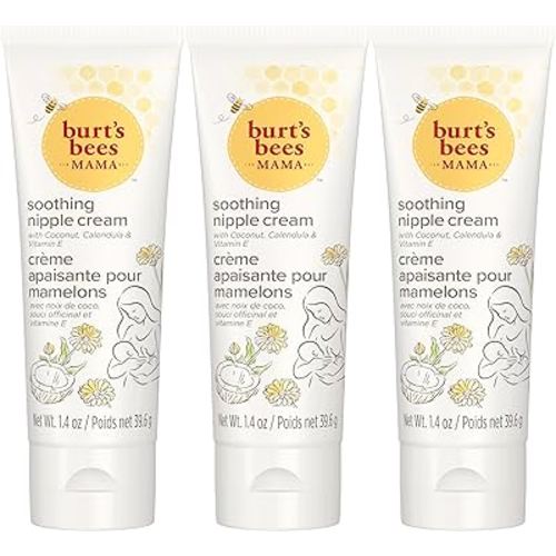 Burts Bees Mama Soothing Nipple Cream with Coconut, Calendula and Vitamin E, 100% Natural Origin, 1.4 Ounces, Pack of 3