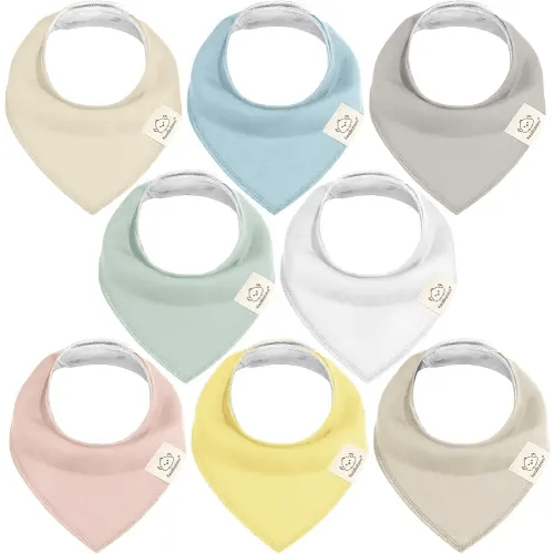 8-Pack Organic Baby Bandana Bibs for Girls - Super Absorbent Triangle Baby Bibs for Drooling and Teething Infant, 100% Cotton Extra Soft for Newborn, Infant 0-36 Months (Dawn)