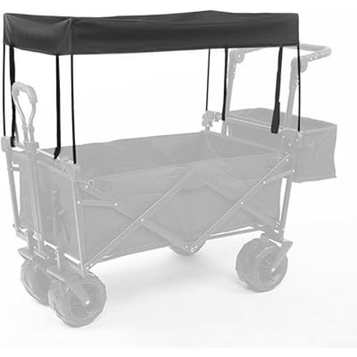 for FACULX Canopy for Wagon Attachment, Awning Shade Cover for Kids Folding Collapsible Beach Utility Grocery Push Pull Wagon Cart Replacement Waterproof Removable Foldable Portable Black