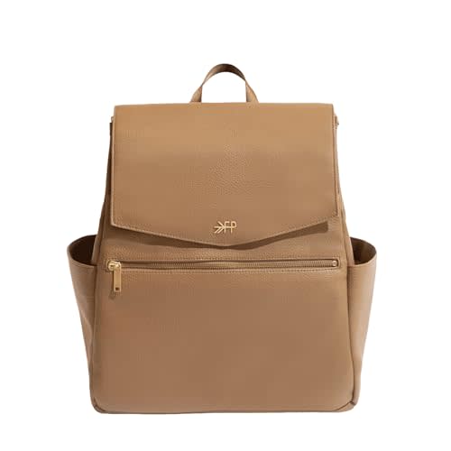 Freshly Picked Classic II Diaper Bag Backpack, Wipeable Vegan Leather With Changing Pad, Convertible (Toffee V2)