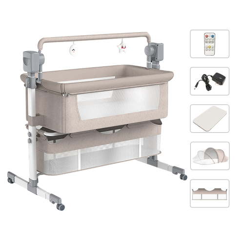 Rocking Crib Baby Bassinet Newborn Bedside Sleeper Folding Portable Travel Mini Crib Infant Cradle