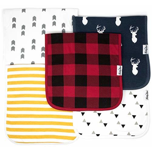 KiddyStar Organic Burp Cloths for Baby Boys and Girls, 5-Pack Super Absorbent Burping Cloth, Burp Clothes, Soft & Plush, Newborn Milk Spit Up Rags, Burpy Cloth Bib for Unisex, Burping Rags