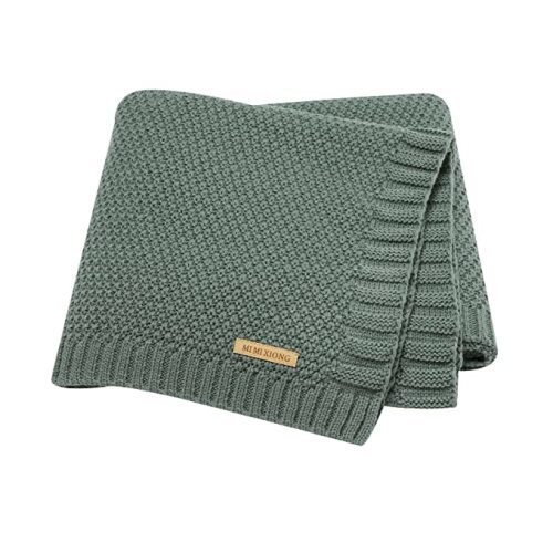 mimixiong Baby Blanket Knit Swaddle Blanket Soft Warm Crochet Neutral Receiving Unisex Baby Blanket for Boys and Girls Dark Greenish 40 x30 Inch