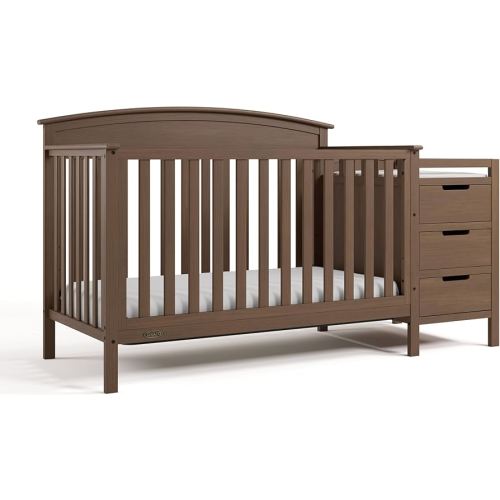 Graco Benton 4-in-1 Convertible Crib and Changer (Hazelnut) – GREENGUARD Gold Certified, Crib & Changing Table Combo, Water-Resistant Changing Pad, Converts to Toddler Bed, Daybed and Full-Size Bed