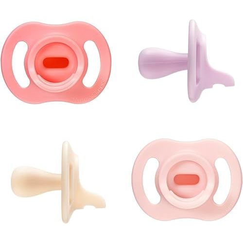 Tommee Tippee Ultra-Light StayPut Pacifier, 0-6m, 4 Count, One-Piece Silicone Design