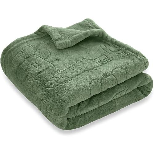 BORITAR Baby Blanket for Boys Girls Ultra Soft Fleece Warm and Lightweight Animal Blankets for Infant Toddler Newborn, 30x40 Inch, Olive Green