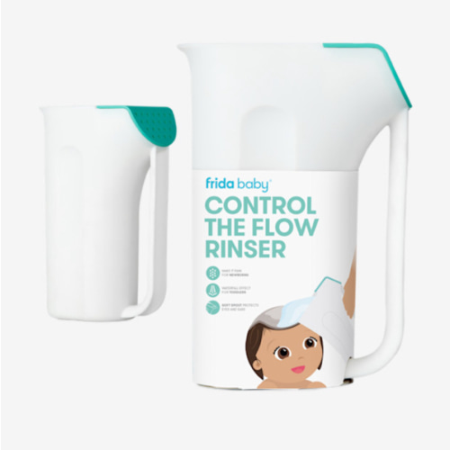 Frida Baby Control The Flow Bath Rinse Cup, Tear Free Rinser to Wash Hair and Body with Easy Grip Handle and Removable Rain Shower, Made in USA
