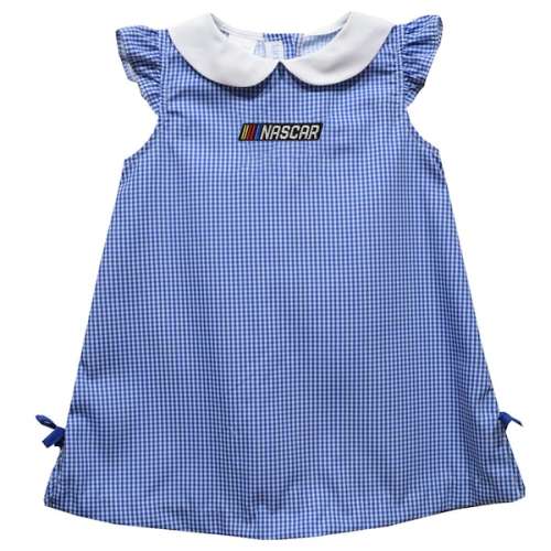 Girls Toddler NASCAR  Vive La Fete Blue Mini Check A-Line Dress