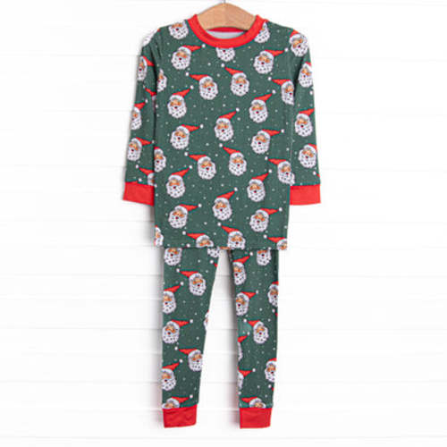 White Christmas Bamboo Pajama Set, Green – Stitchy Fish - 18-24m - matching sister set!