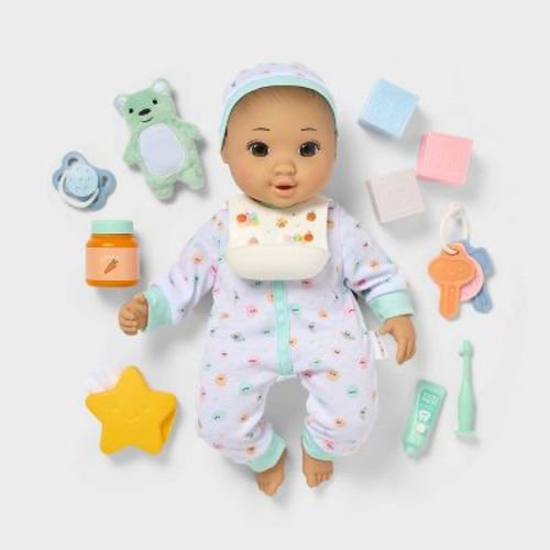 14" Baby Doll Set - Black Hair + Brown Eyes - Gigglescape™