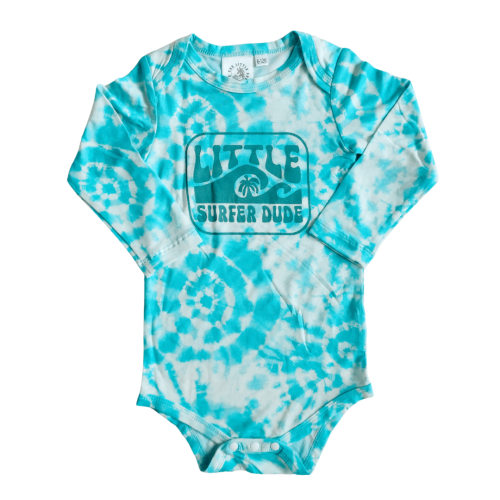 Light Blue Tie Dye Little Surfer Dude Bamboo onesie