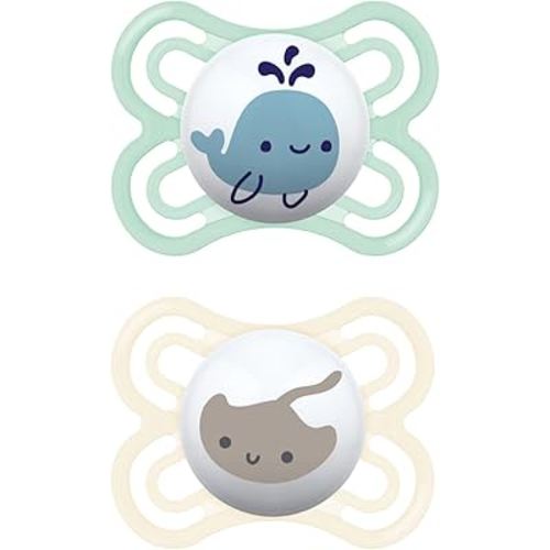 MAM Perfect Baby Pacifier, Patented Nipple, Developed with Pediatric Dentists & Orthodontists, 2 Pack, 0-6 Months, Boy