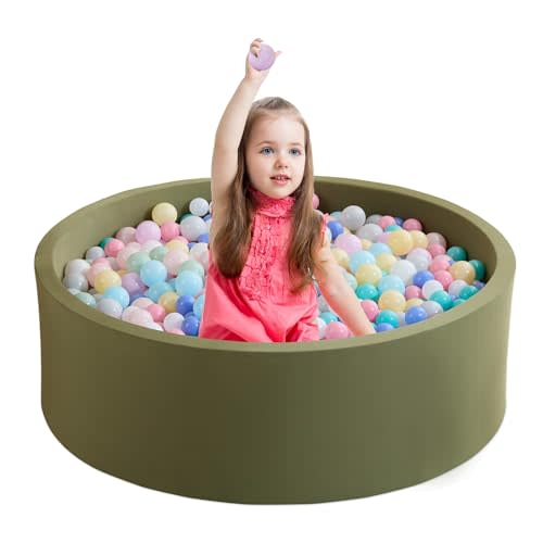 Zedachica Ball Pit for Toddlers 35.43''x11.81 Baby Ball Pits Soft Memory Foam Ball Pit Round Kids Ball Pit Indoor Game Kids Play Ball Pool Ideal Gift for Girls and Boys (Sage Green, NO Balls)