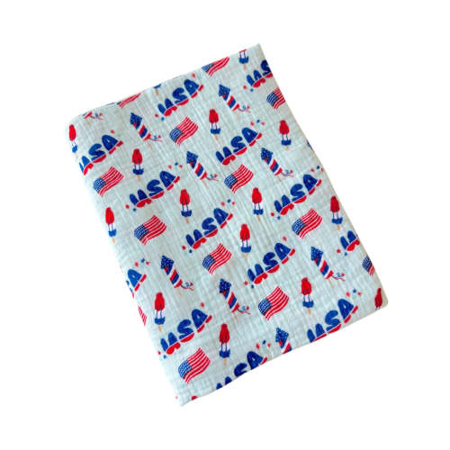 Muslin Swaddle, 4th of July Blue
