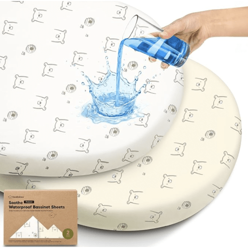 2-pk Waterproof Bassinet Fitted Sheets - Universal Mattress Pad Protector Cover