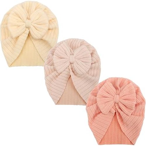 Newborn Baby Girl Hats with Bow Cotton Toddler Infant Beanie Cap Newborn Hospital Hats for Baby Girl Kid 0-12 Months