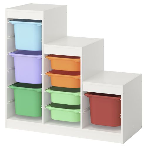 TROFAST Storage combination with boxes - white/multicolor 39x17 3/8x37 "