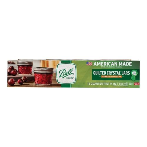 Ball 4oz 12pk Glass Regular Mouth Quilted Mason Jar with Lid and Band