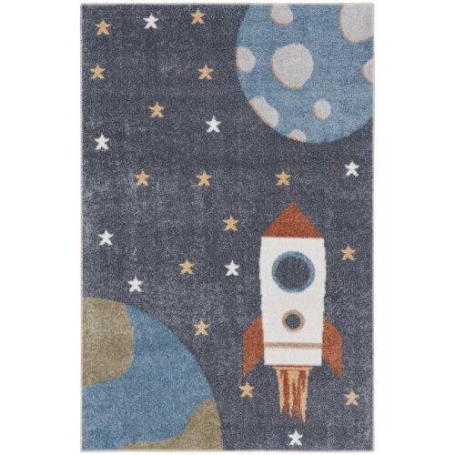 Union Rustic Astra Machine Washable Graphic Sky Blue Rug & Reviews | Wayfair