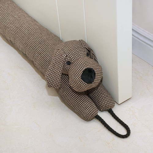 Under Door Draft Stopper Decorative Wind Stopper 36 inch for Door & Window, Weighted Animal Air Draft Stopper Snake Noise Blocker for Bottom of Door with Hanging Loops - Brown Dog
