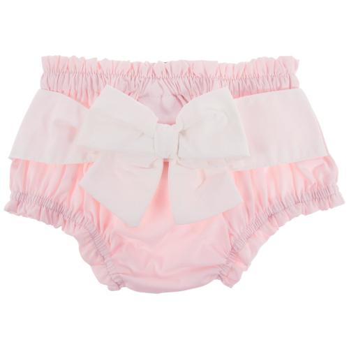 Pink Ruffled Bow Infant Bloomers