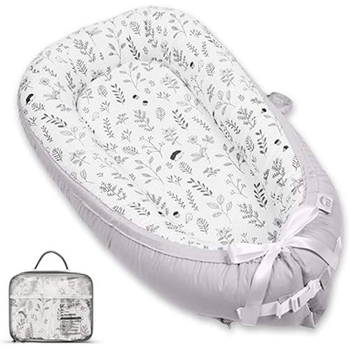 EAQ Baby Lounger, Snuggle Me Lounger, Portable Baby Nest Breathable & Soft, 100% Cotton Baby Lounger Pillow, Safe Baby Bassinet for Co-Sleeping, Nursery, Travel, Playtime