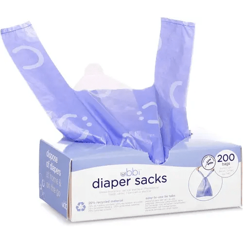 Ubbi Disposable Diaper Sacks, Lavender Scented, Easy-To-Tie Tabs, Diaper Disposal or Pet Waste Bags, 200 Count