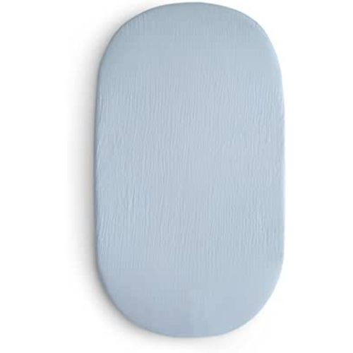 mushie Extra Soft Bassinet Muslin Crib Sheet | 30" x 16" (Baby Blue)