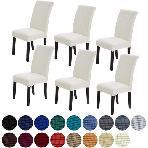 Howhic Stretch Chair Covers for Dining Room Set of 6, Removable Washable Dining Room Chair Covers, Dining Chair Slipcovers Seat Protector, Great for Home and Banquet Decoration (Ivory, 6 Pack)