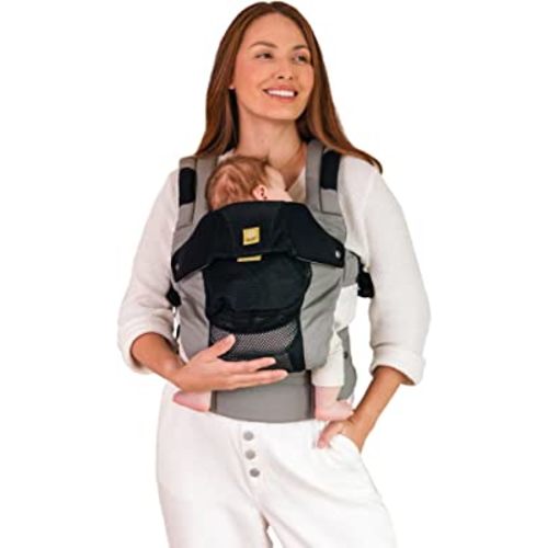 LÍLLÉbaby Complete Airflow Deluxe Ergonomic 6-in-1 Baby Carrier Infant to Toddler with Lumbar Support (7-45 Pounds), 360 Degree Baby Wearing, Inward and Outward Facing (Grey/Black)