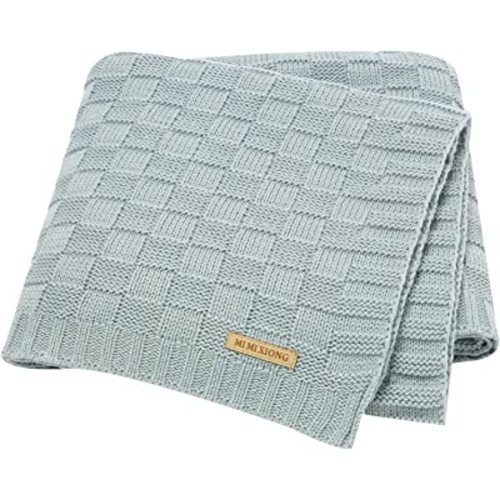 LAWKUL Baby Blanket Blue Newborn Babe Blankets Cable Knitted Soft Receiving Swaddle Cuddle Toddler Boy Girl Stroller 40"x30"