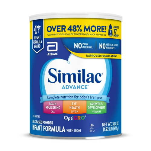 Similac® Advance®* Powder Baby Formula with Iron, DHA, Lutein, 30.8-oz Value Can